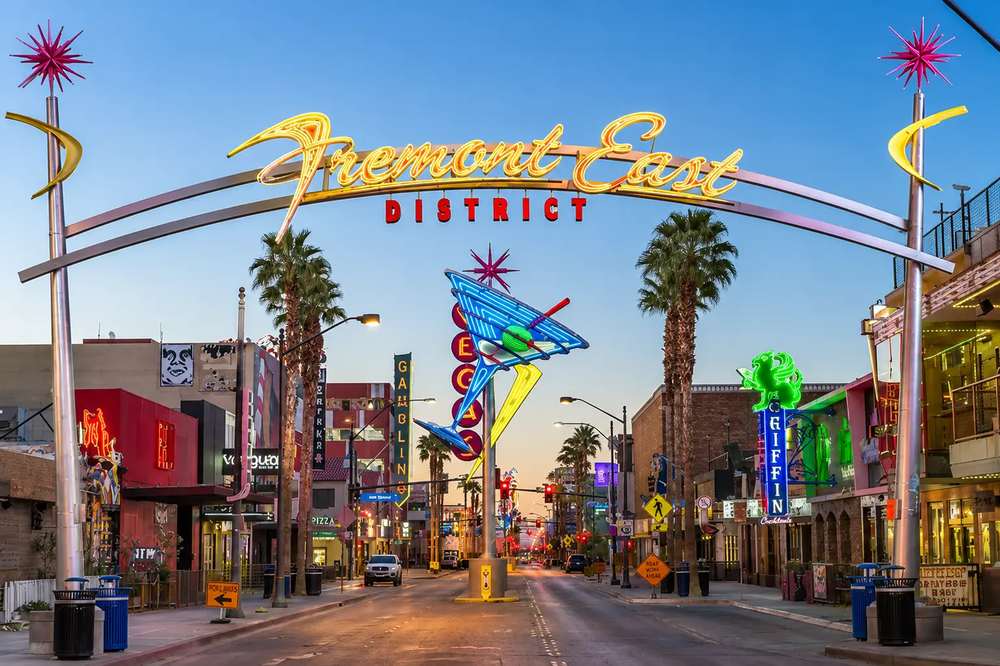 Fremont East District neon archway in downtown Las Vegas
